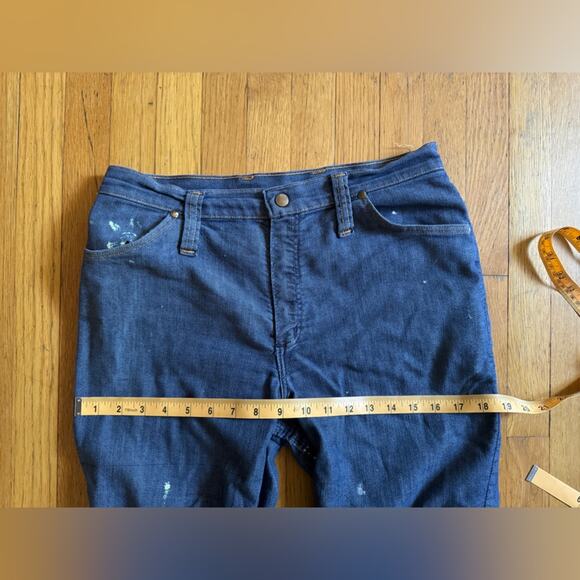60s Vintage Wrangler Kick Flare Blue Jeans Snap Fly - Picture 11 of 14